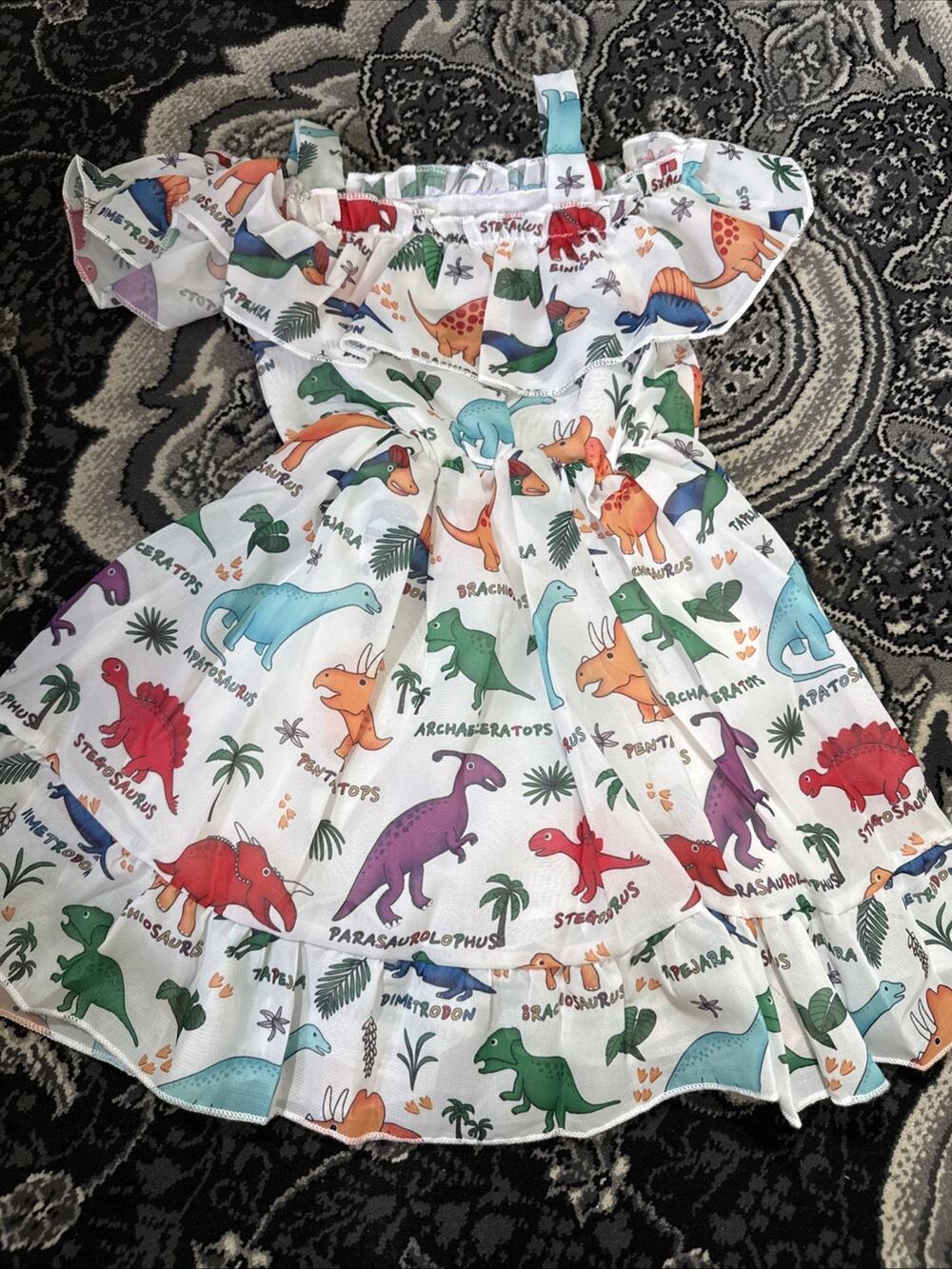 Girls Dinosaur Dress, Size 90 Or 2T